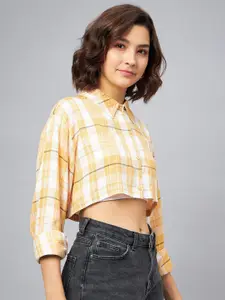 CHIMPAAANZEE Tartan Checked Boxy Cropped Casual Shirt