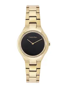 Calvin Klein Women Admire Embellished Bracelet Style Analogue Watch 25200367-Black