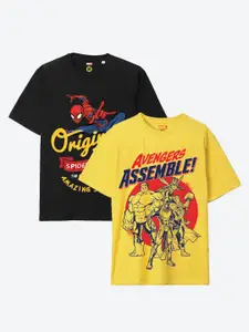 YK Marvel Boys Pack Of 2 Avengers & Spiderman Printed Pure Cotton T-shirt