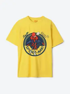 YK Marvel Boys Spiderman Printed Oversized Fit Pure Cotton T-shirt