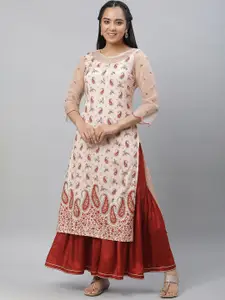 AURELIA Paisley Printed Sequinned detailed Straight Kurta