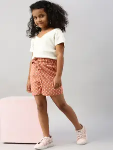 De Moza Girls Polka Dots Printed Loose Fit Shorts