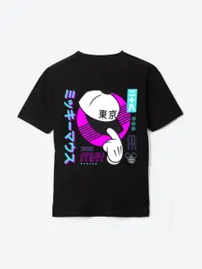 YK Disney Boys Round Neck Graphic Printed Mickey Mouse Cotton T-shirt