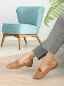 ELLE Women Textured Pointed Toe Lightweight Loafers