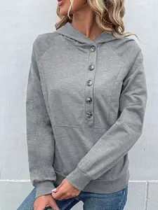 StyleCast Grey Hooded Raglan Sleeve Top