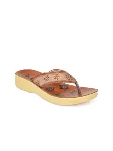 Ajanta Printed Laser Cuts Open Toe Flats