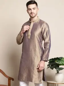 Anouk Gold-Toned Woven Design Mandarin Collar Kurta
