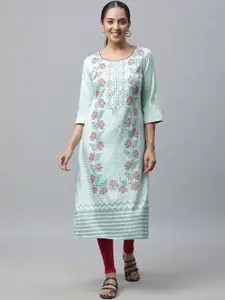 AURELIA Floral Printed Round Neck Kurta