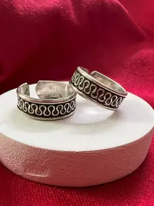 Arte Jewels Set of 2 925 Sterling Silver Oxidised Toe Ring