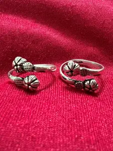 Arte Jewels Set Of 2 925 Sterling Silver-Toned Adjustable Toe Rings