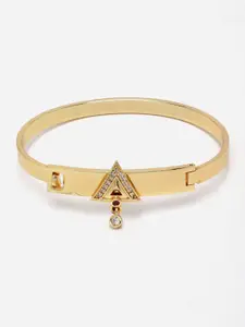 DressBerry Women Brass American Diamond Gold-Plated Cuff Bracelet
