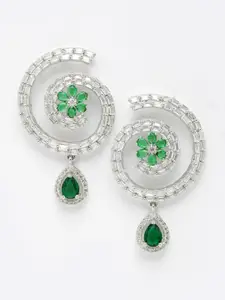 DressBerry Green Floral Round Drop Earring
