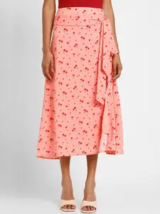 FOREVER 21 Women Floral Printed A Line Midi Skirt