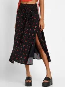 FOREVER 21 Women Flared Floral Printed Maxi Skirt