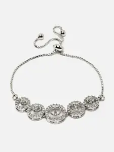 DressBerry Silver & White American Diamond Rhodium-Plated Wraparound Bracelet