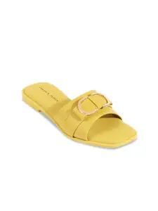 LEMON & PEPPER Buckled Open Toe Flats