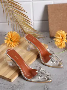 Retro Walk Embellished Kitten Peep Toes Heels