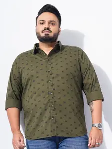 The Indian Garage Co Plus Size Conversational Printed Cotton Casual Shirt