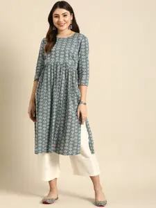 Anouk Floral Printed High Slit Pure Cotton Kurta