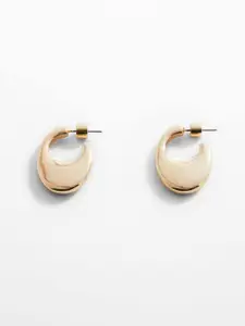 MANGO Women Oval-Shaped Half Hoop Earrings