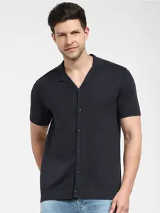 SELECTED Lapel Collar Ribbed Pure Cotton Cardigan