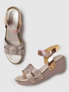 Marc Loire Embellished Open Toe Wedge Heels With Backstrap