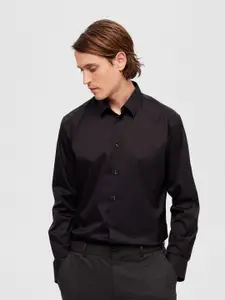 SELECTED Slim Fit Spread Collar Opaque Cotton Formal Shirt
