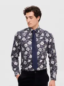 SELECTED Slim Fit Floral Printed Cotton Casual Shirt