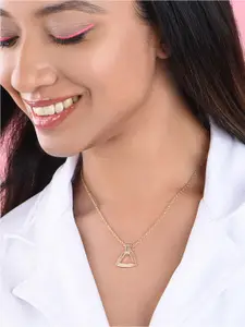 ToniQ Gold-Plated Triangle Shape Pendant Necklace