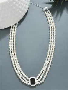 ToniQ Silver Plated Beaded Layered Necklace