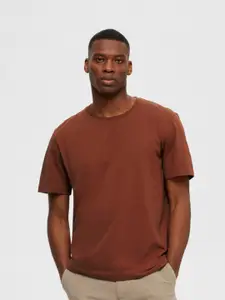SELECTED Round Neck short Sleeves Organic Cotton Slim Fit T-shirt