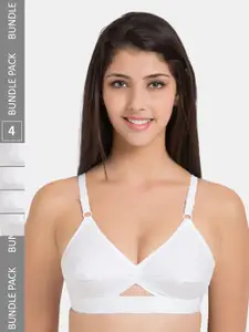 Centra Pack Of 4 Non Padded Full Coverage Cotton Bra CLY9-4PC-WH