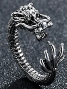 KRYSTALZ Men Silver-Plated Dragon Shaped Finger Ring