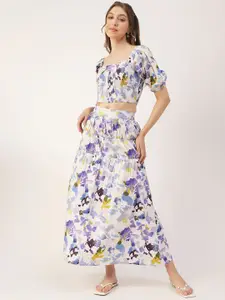 Moomaya Floral Printed Cotton Top & Skirt Co-Ords