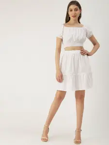 Moomaya Pure Cotton Crop Top With Mini Skirt