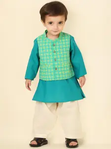 Fabindia Infant Girls Pure Cotton Kurta with Pyjamas & Nehru jacket
