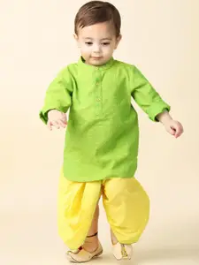 Fabindia Infant Boys Ethnic Motifs Woven Design Pure Cotton Kurta With Dhoti Pants