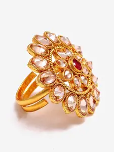 Anouk Gold-Plated & AD Stone-Studded Adjustable Finger Ring