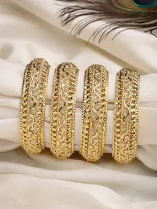 Anouk Set Of 4 Gold-Plated Intricate Textured Detail Bangles