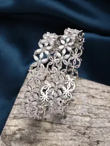 Anouk Set of 2 Rhodium-plated American Diamond Studded Bangles