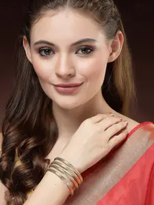 Anouk Set Of 4 Gold-Toned Gold-Plated Dual Toned Bangles