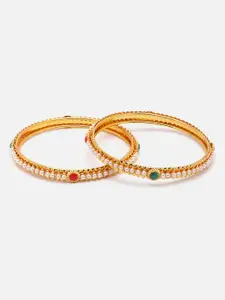 Anouk Set Of 6 Gold-Plated Stone-Studded Bangles
