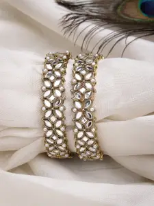 Anouk Set Of 2 Gold-Plated & Kundan-Studded Bangles