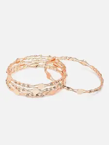 Anouk Set Of 4 Rose Gold-Plated American Diamond-Studded Coin Bangles