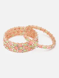 Anouk Set of 4 Rose Gold-plated AD-Studded Bangles