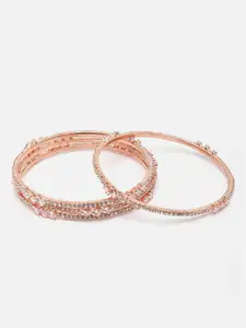 Anouk Set Of 4 Rose Gold-Plated AD-Studded Bangles