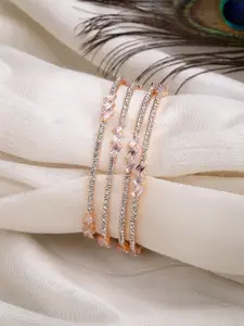 Anouk Set Of 4 Rose Gold-Plated AD-Studded Bangles