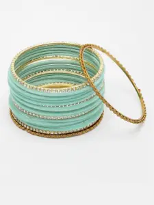 Anouk Set of 16 Gold-Plated Velvet CZ-Studded Bangles