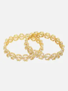 Anouk Set Of 2 Gold-Toned Gold-Plated & AD-Studded Bangles