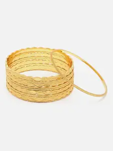 Anouk Set of 10 Gold-plated Textured Bangles